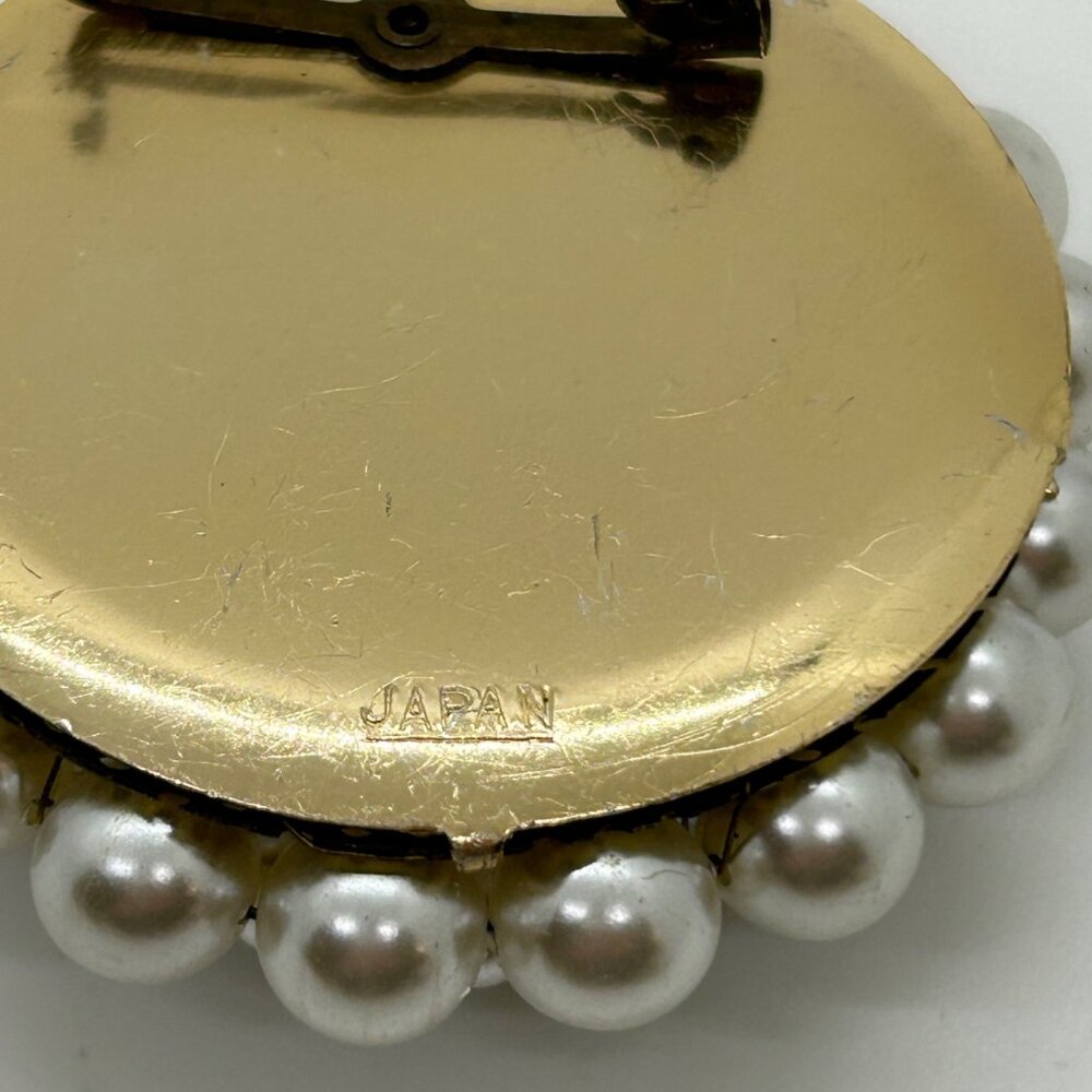 Vintage Faux Pearl Brooch Aurora Borealis Crystals Wreath Cluster 1950s Japan - Picture 6 of 13